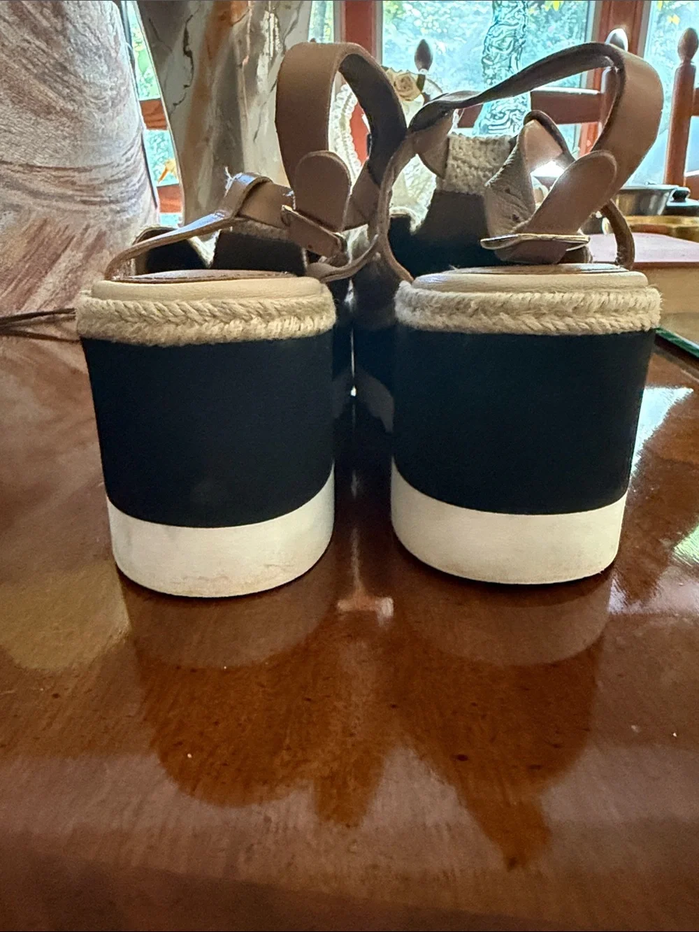 Free People Cream Crochet Espadrille Platform Sandals with Tan Trim